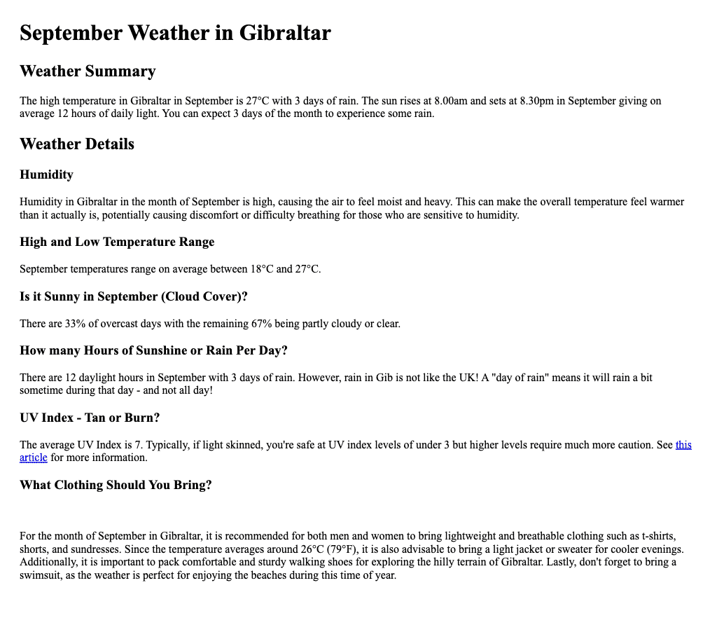 September Weather in Gibraltar