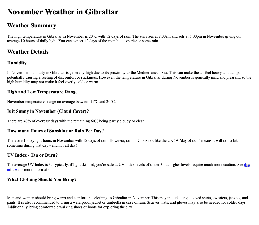 November Weather in Gibraltar