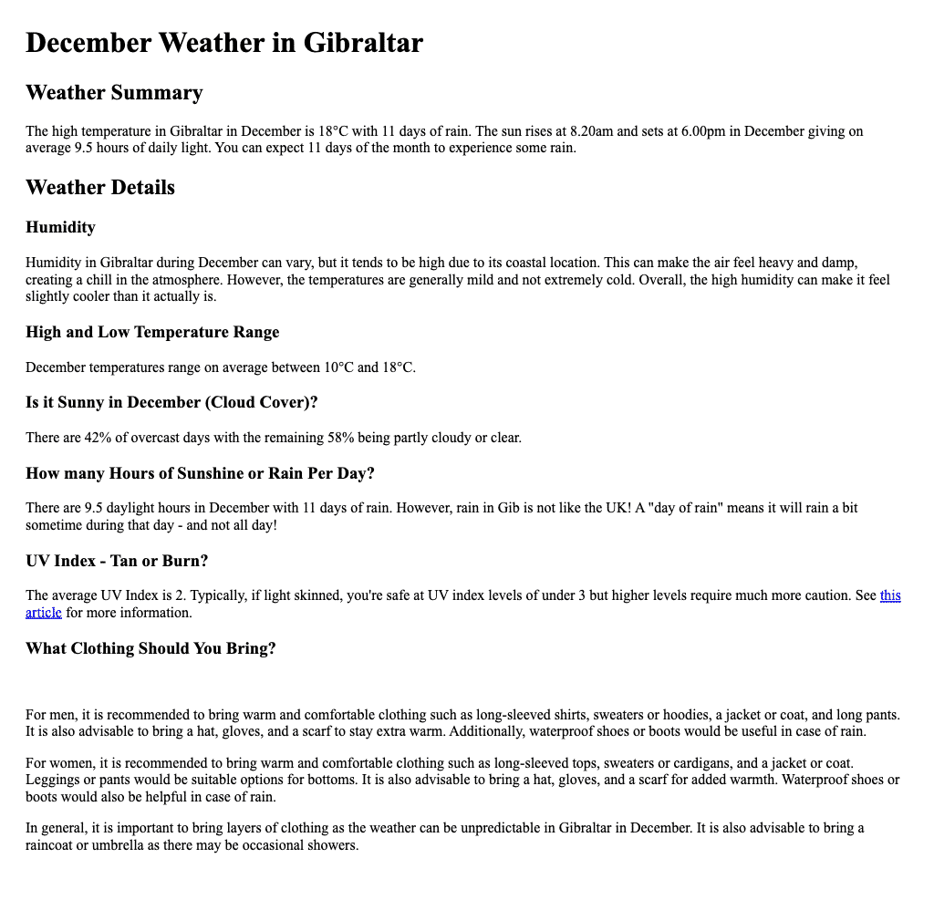 December Weather in Gibraltar